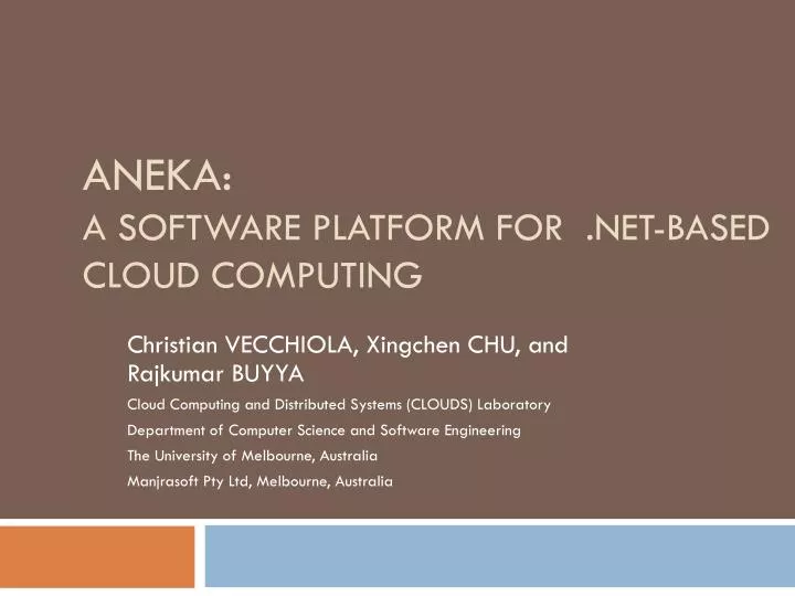 aneka a software platform for net based cloud computing