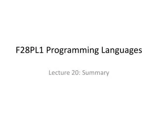 F28PL1 Programming Languages