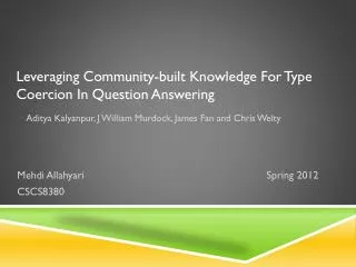Leveraging Community-built Knowledge For Type Coercion In Question Answering