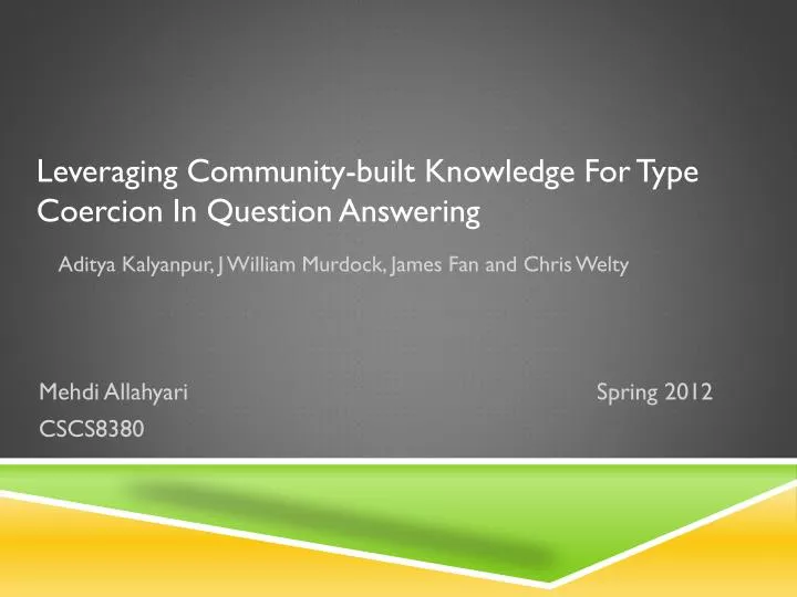 leveraging community built knowledge for type coercion in question answering