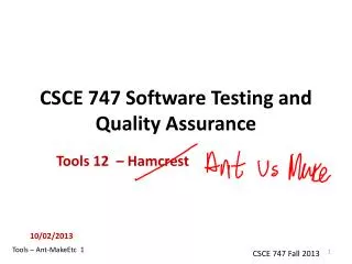 CSCE 747 Software Testing and Quality Assurance