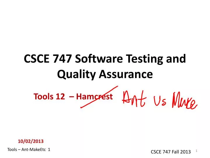 csce 747 software testing and quality assurance