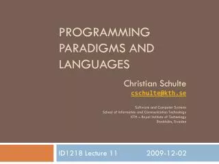 Programming Paradigms And Languages