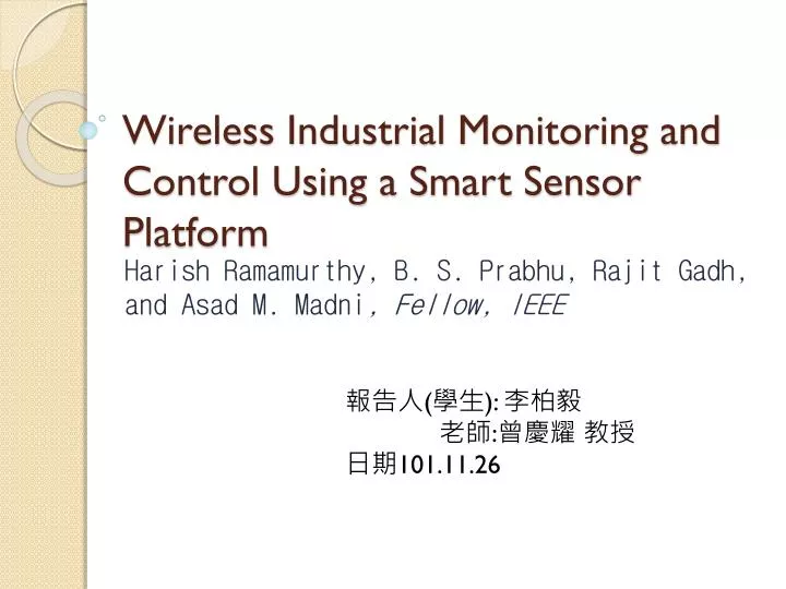 wireless industrial monitoring and control using a smart sensor platform