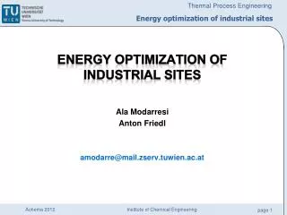 Energy optimization of industrial sites