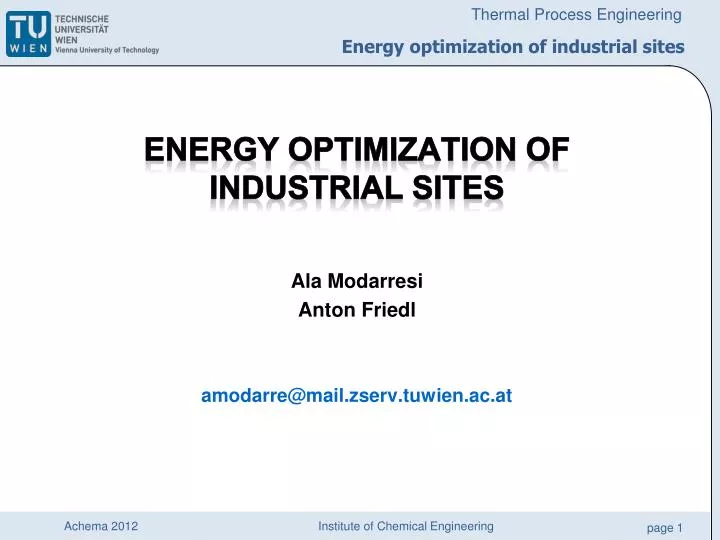 energy optimization of industrial sites