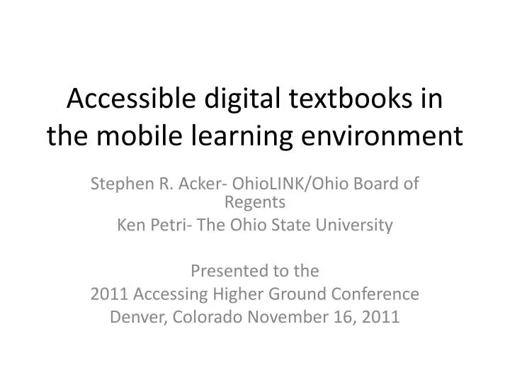 accessible digital textbooks in the mobile learning environment