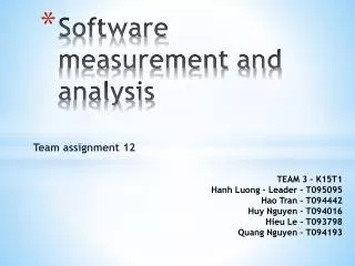 S oftware measurement and analysis