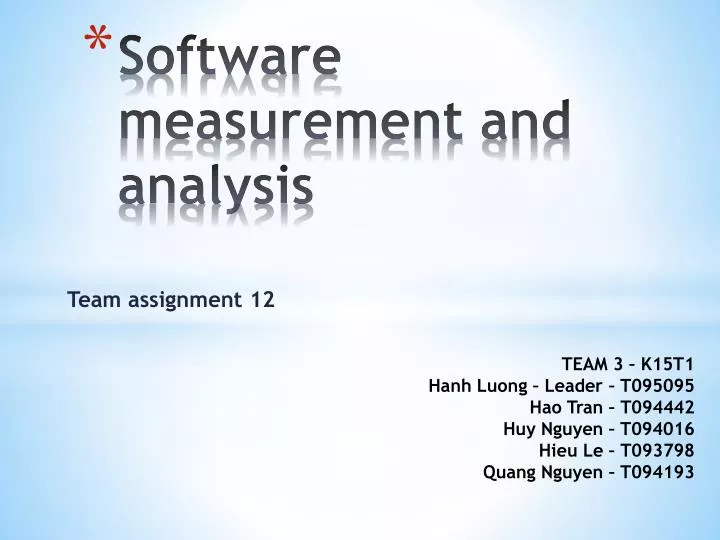 s oftware measurement and analysis