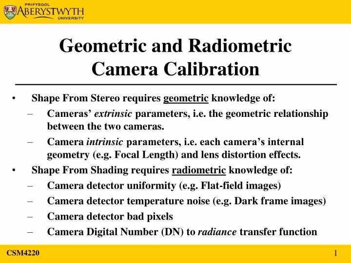 geometric and radiometric camera calibration