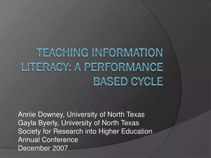 teaching information literacy a performance based cycle