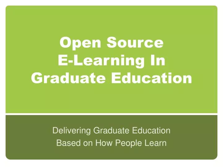 open source e learning in graduate education