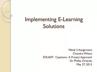 Implementing E-Learning Solutions