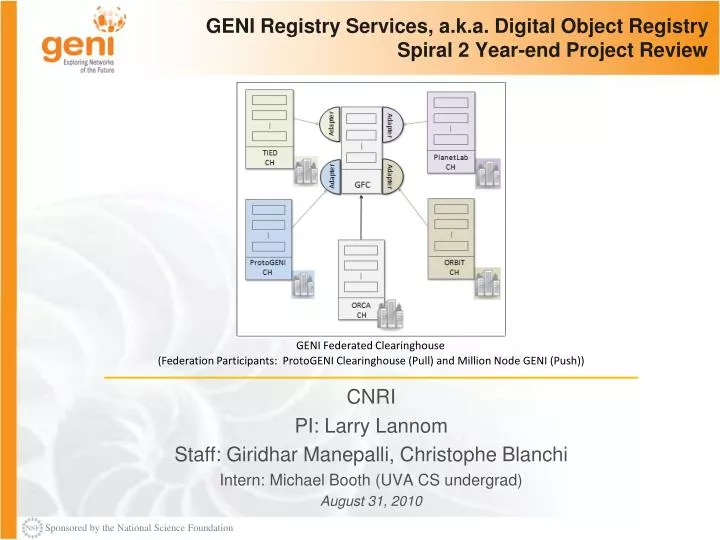 geni registry services a k a digital object registry spiral 2 year end project review