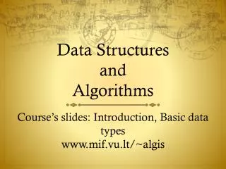 Data S tructures and Algorithms