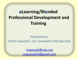 e Learning/Bl e nded Professional Development and Training