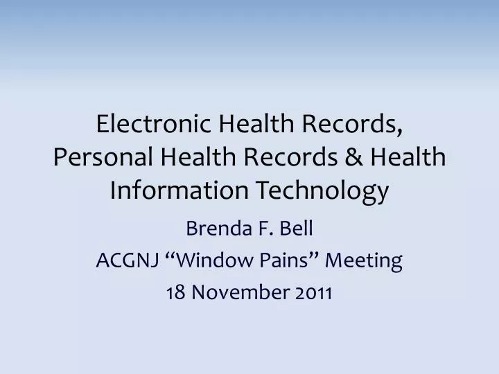electronic health records personal health records health information technology