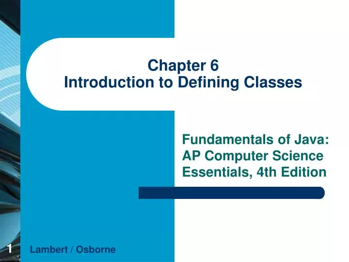 chapter 6 introduction to defining classes