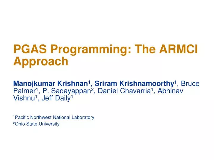 pgas programming the armci approach