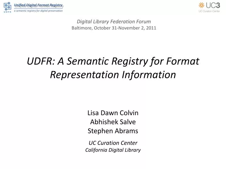 udfr a semantic registry for format representation information