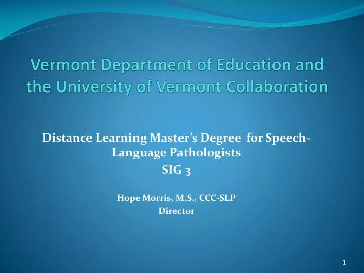 vermont department of education and the university of vermont collaboration