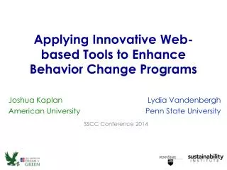 Applying Innovative Web-based Tools to Enhance Behavior Change Programs
