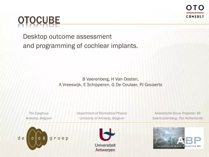 desktop outcome assessment and programming of cochlear implants