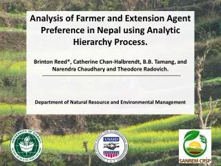 Analysis of Farmer and Extension Agent Preference in Nepal using Analytic Hierarchy Process.