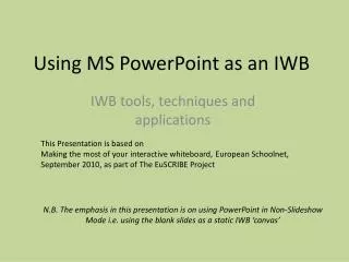 Using MS PowerPoint as an IWB