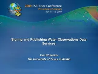 Storing and Publishing Water Observations Data Services