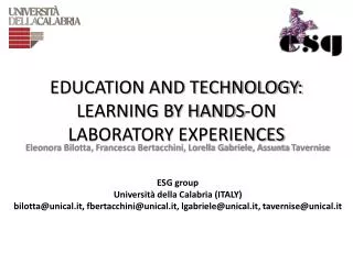 EDUCATION AND TECHNOLOGY: LEARNING BY HANDS-ON LABORATORY EXPERIENCES