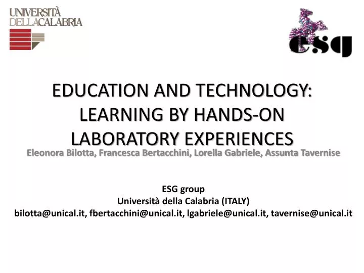 education and technology learning by hands on laboratory experiences