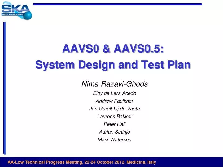 aavs0 aavs0 5 system design and test plan