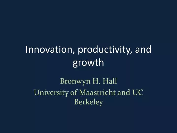 innovation productivity and growth