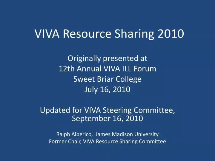 viva resource sharing 2010