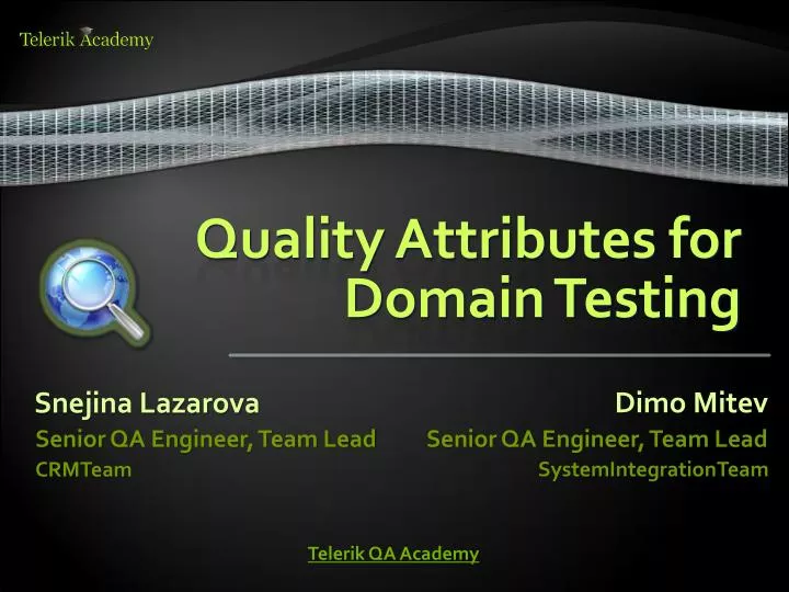 quality attributes for domain testing