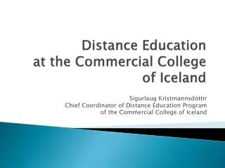 Distance Education at the Commercial College of Iceland