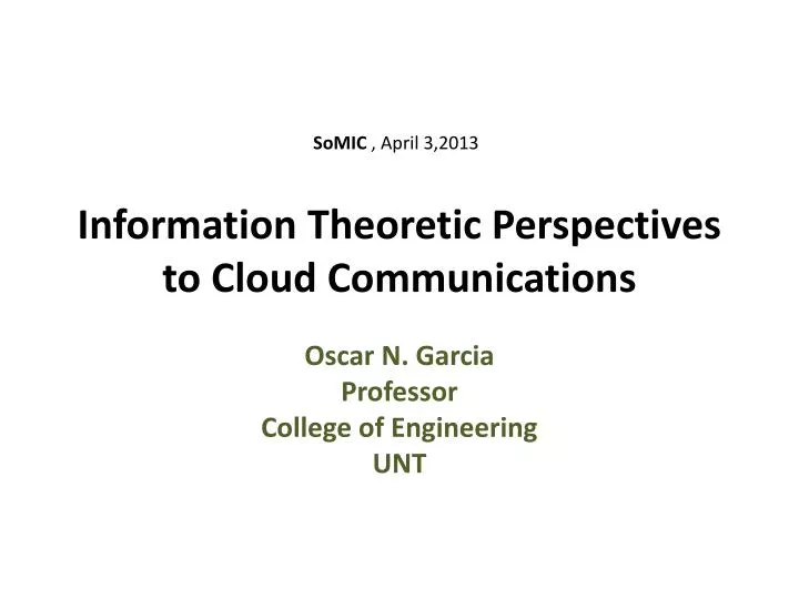 information theoretic perspectives to cloud communications