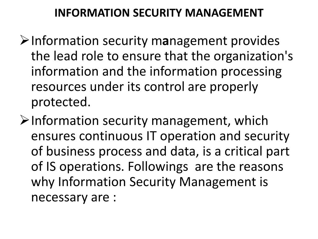 PPT - INFORMATION SECURITY MANAGEMENT PowerPoint Presentation, free ...