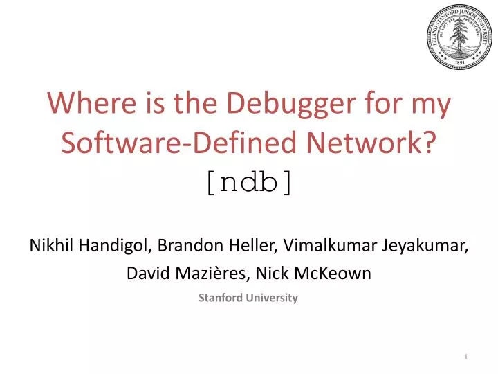 where is the debugger for my software defined n etwork ndb