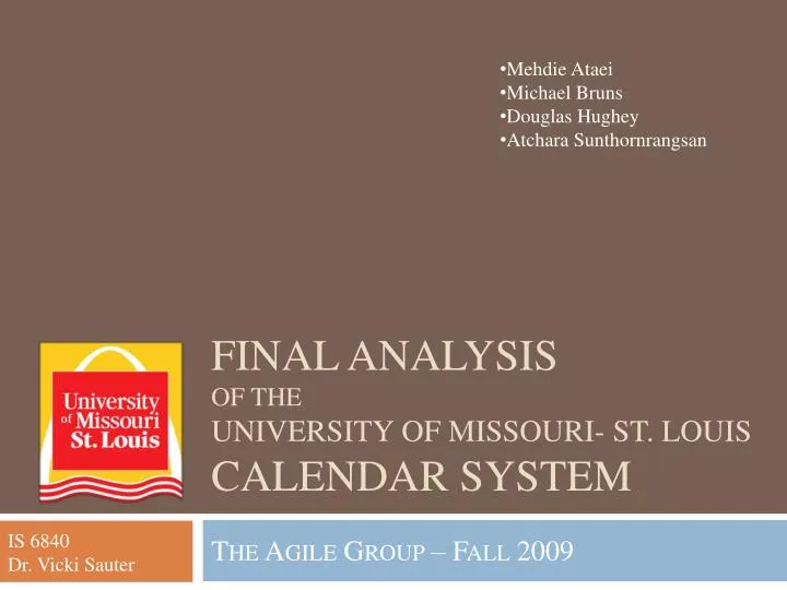 final analysis of the university of missouri st louis calendar system
