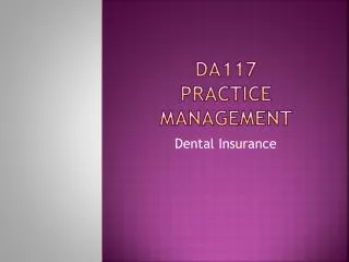 DA117 Practice Management