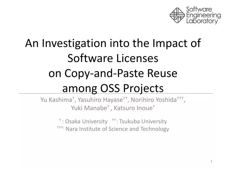 an investigation into the impact of software l icenses on copy and paste r euse among oss projects