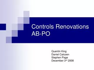 Controls Renovations AB-PO