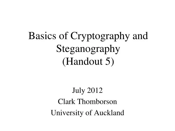 basics of cryptography and steganography handout 5