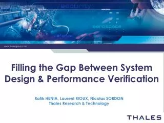 Filling the Gap Between System Design &amp; Performance Verification