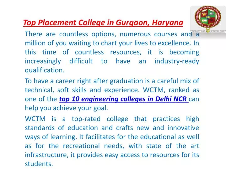 top placement college in gurgaon haryana