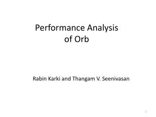 Performance Analysis of Orb
