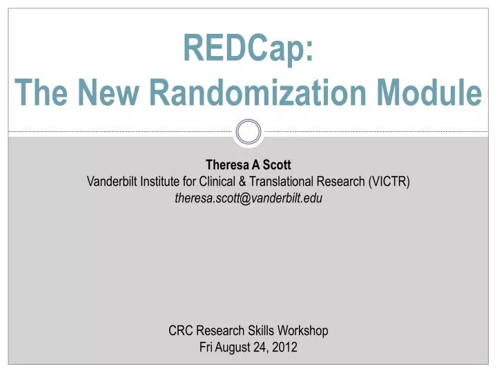 redcap the new randomizatio n module