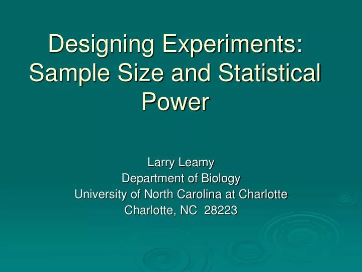 designing experiments sample size and statistical power